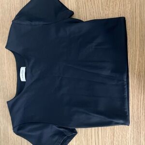 Aritzia Navy Blue Satin Crop Top